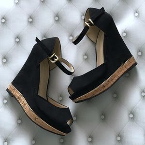 Wild Diva - Black Open Toe Wedges